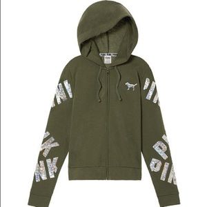 Pink bling full zip sweater